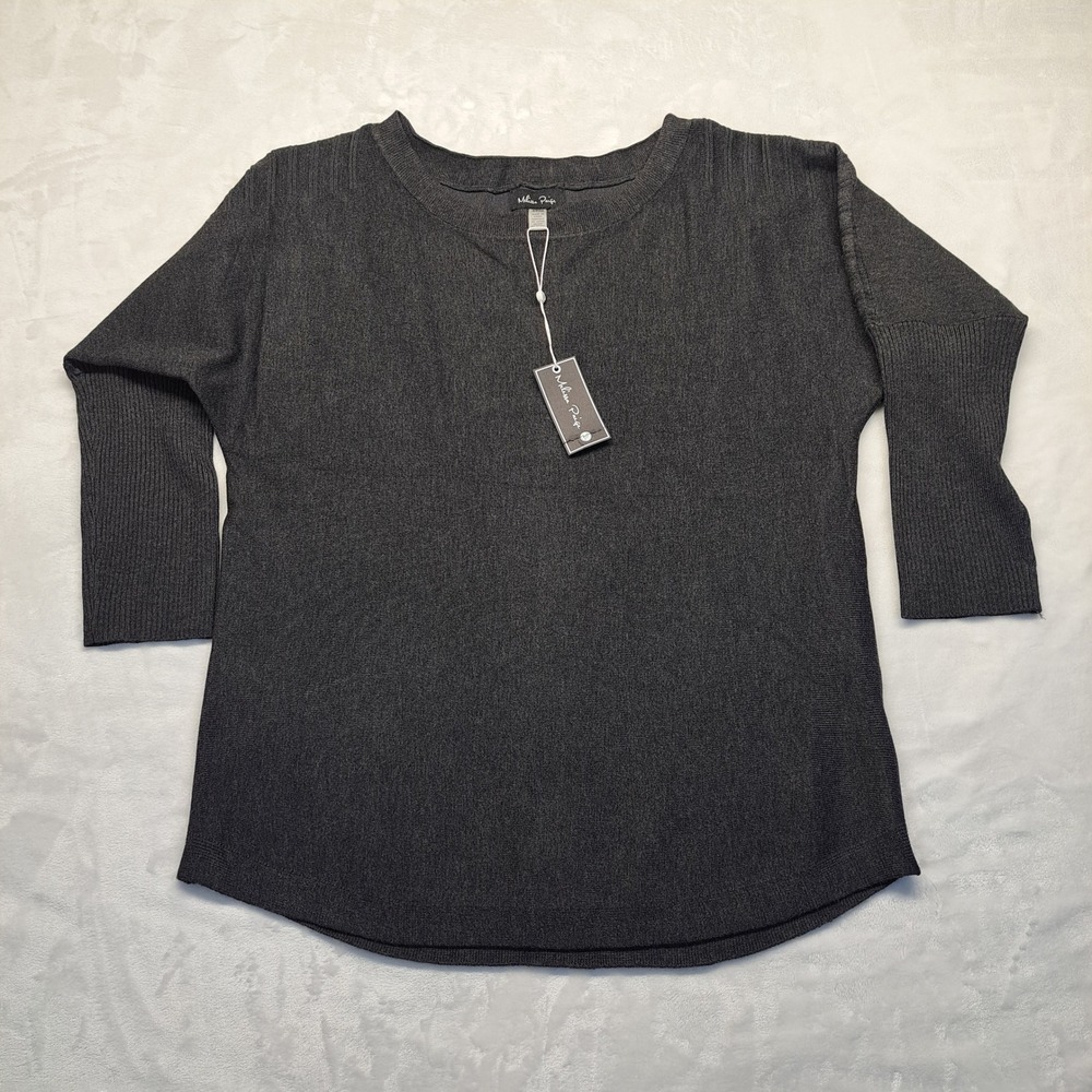 Melissa Paige Sweater Womens Small Gray New‎ Button Back Dolman 3/4 Sleeve Knit